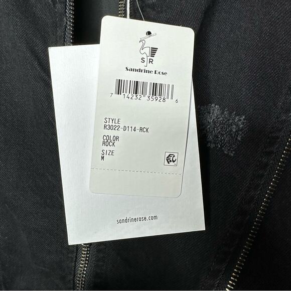 SANDRINE ROSE Black Zip Bomber NWT in Medium - Picture 4 of 8